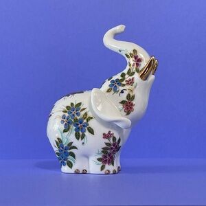 Floral Porcelain Elephant Figurine